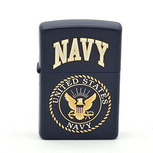 1998 Zippo Navy Black Matte Gold Emblem Lighter Unfired C XIV New Vintage